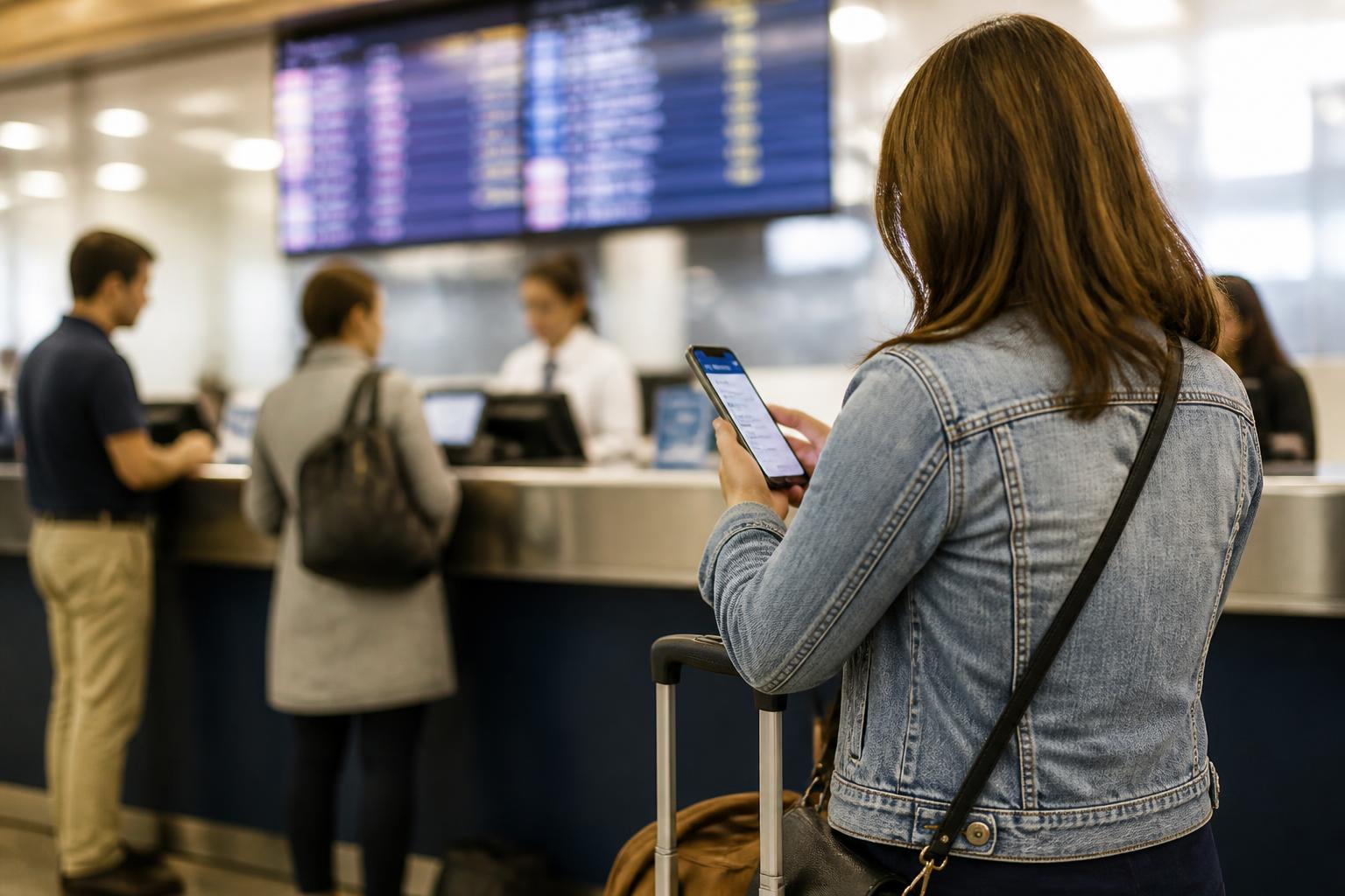 A traveler waiting at an airport currency counter after currency swings.