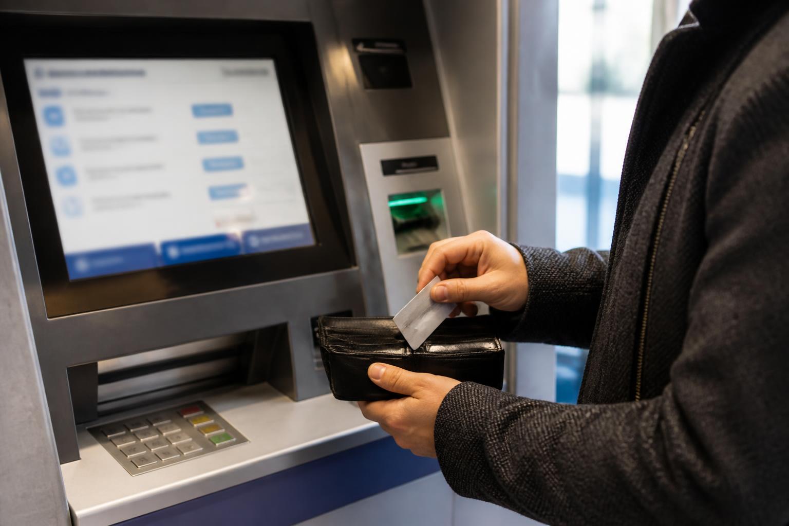 A cardholder scheduling a payment at a credit union kiosk.