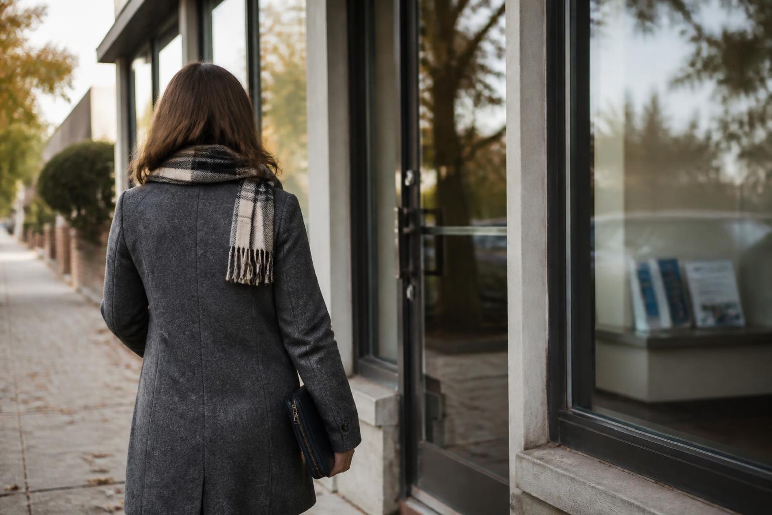 A taxpayer walking into a tax office for year-end planning.