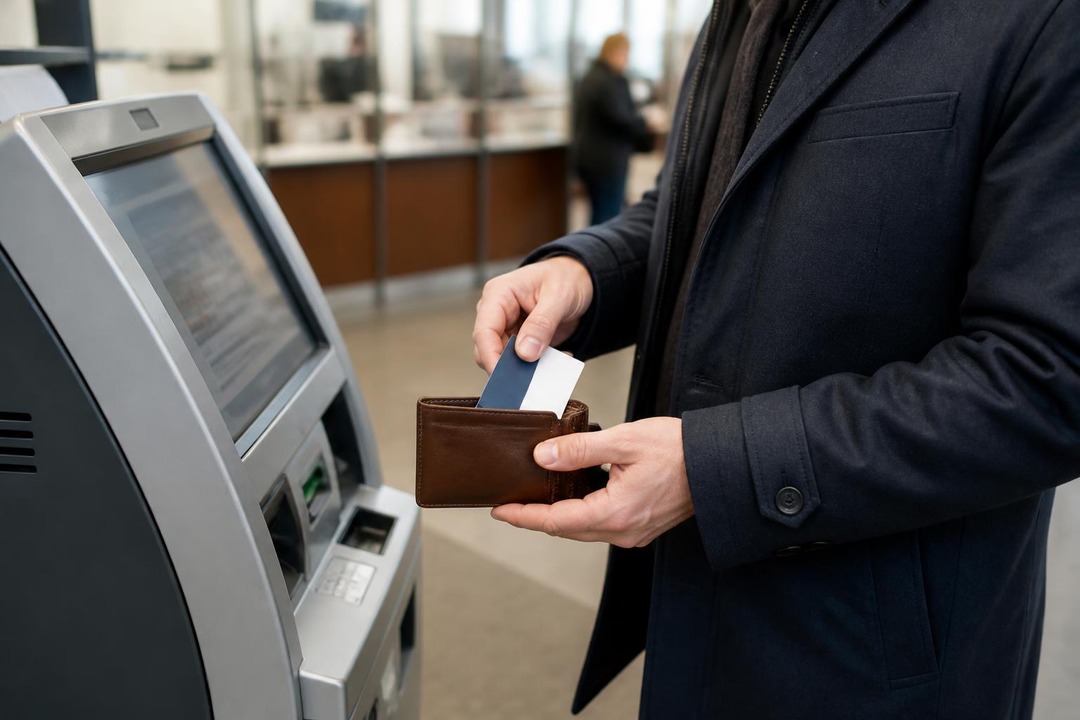 A saver checking card and savings options at a credit union kiosk.