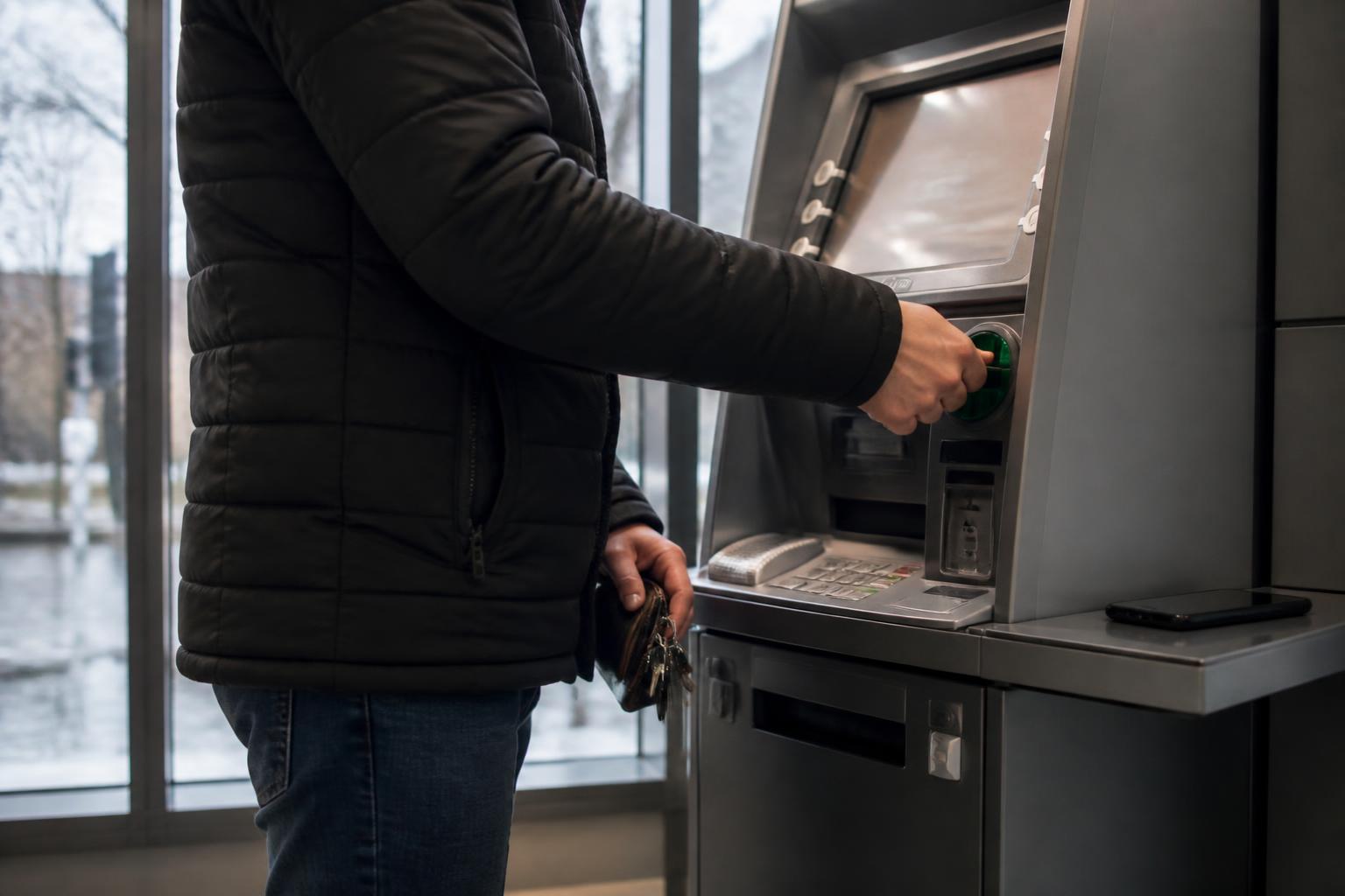 A homeowner using an ATM while keeping refinance savings separate.