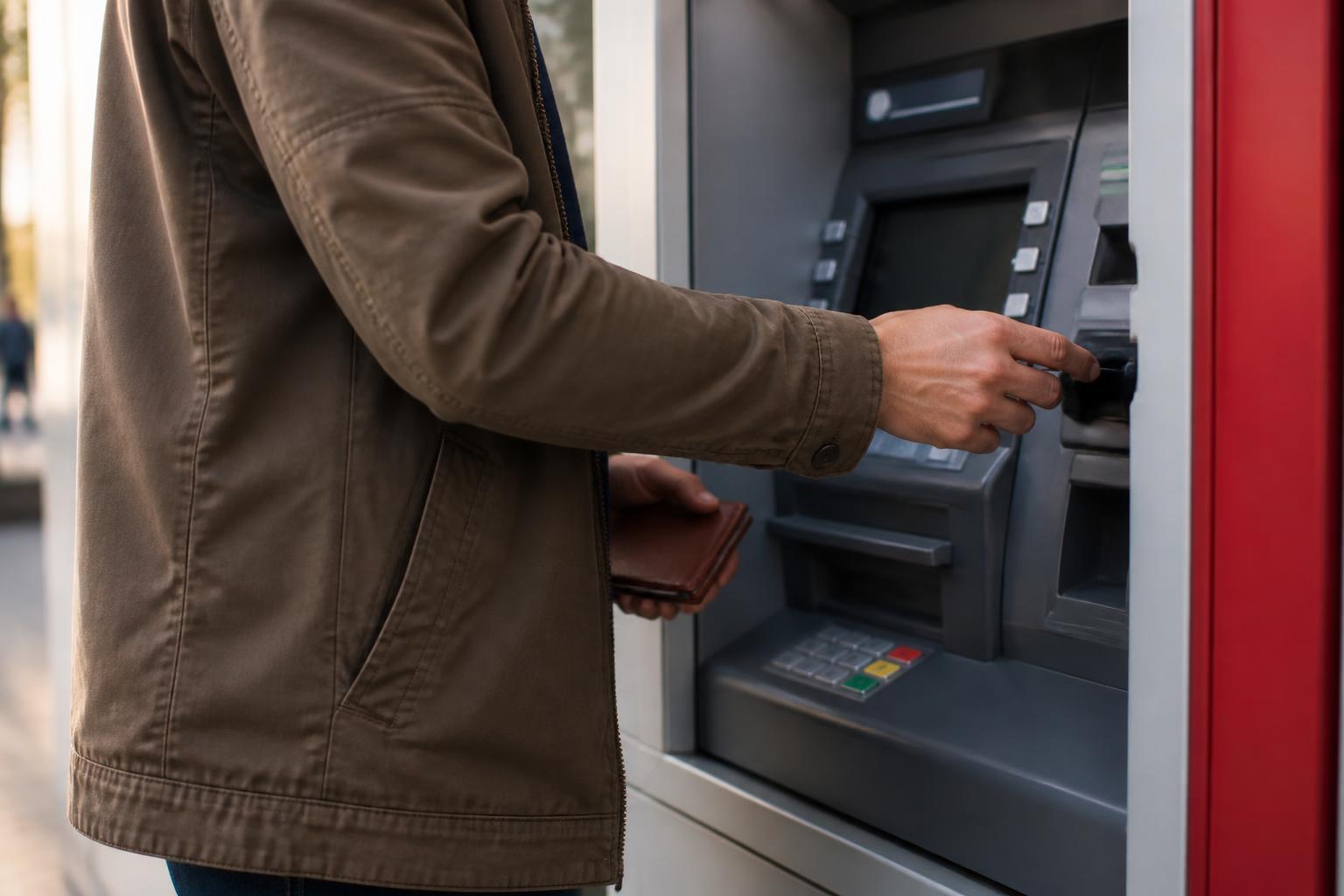 A borrower making an extra payment at an ATM.