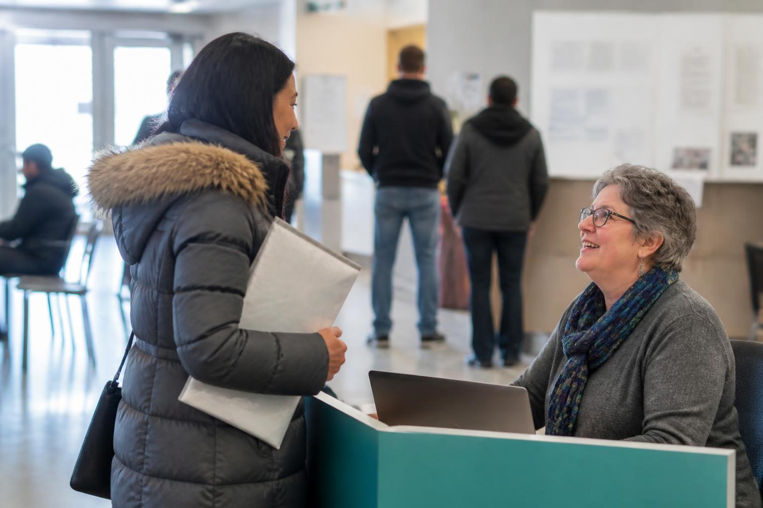 A filer checking in at a community tax-help lobby.