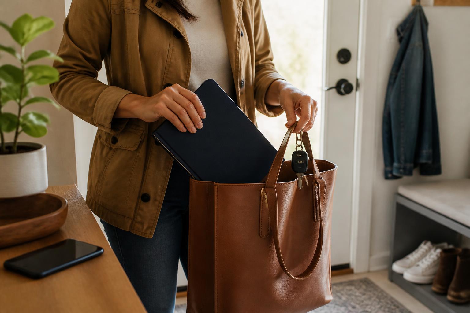 A saver packing a tote for a bank errand before a Fed decision.