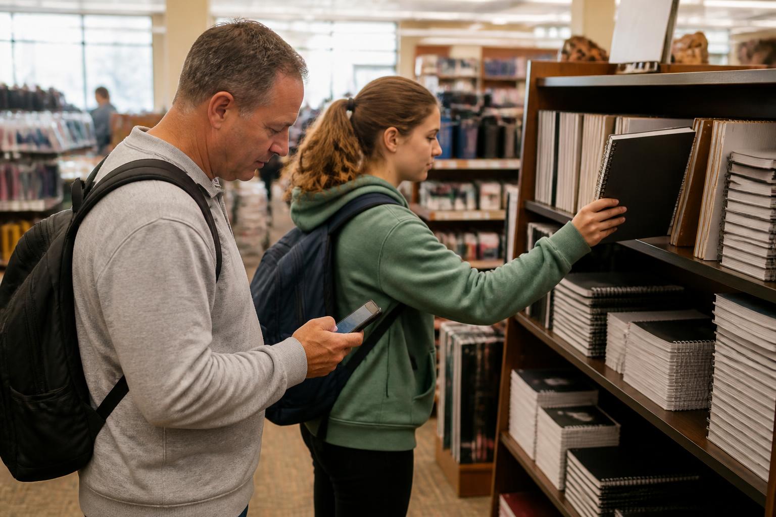 A student and parent editing campus purchases before the semester starts.