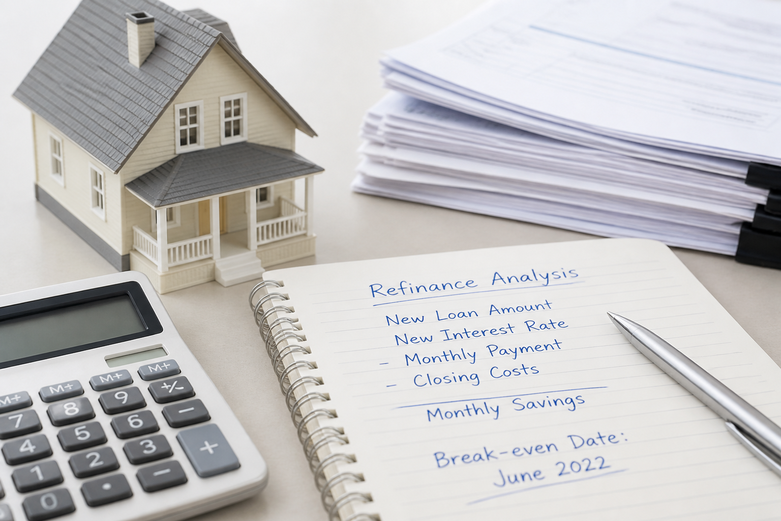 A home equity model sitting on stacks of cash.